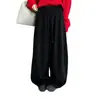 Pantalones largos de retazos curvos adelgazantes con cordón estilo coreano para mujer, nuevos pantalones de pierna ancha tipo globo de cintura alta holgados versátiles