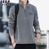Suéter JEEP SPIRIT masculino pulôver top meio gola alta inverno Novo forrado com lã quente masculino meio zíper