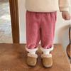 Calças casuais de inverno para meninos e meninas, estilo ocidental, para bebês, personalidade infantil, tendência, estilo coreano, veludo cotelê grosso, calças da moda populares na Internet