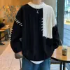Suéter de retazos en bloques de color para hombre, marca de moda otoño e invierno, estilo casual holgado y perezoso, tejido de punto pullover con diseño único