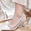 Tobillera Estilo Cien Tobillera Simple de Lujo Ligero Accesorios de Celebridad de Internet Femeninos Cadena de Pie de Acero de Titanio Elegante Sexy de Moda Oro de 18K