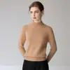 Novo suéter de cashmere com gola semi-alta espessa e mangas compridas para mulheres, solto e versátil, camada base de lã tricotada, top quente