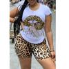 Novo europeu e americano grande tamanho moda casual terno comércio exterior sexy moda leopardo impressão esportes duas peças roupas femininas