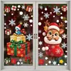 Decoraciones navideñas: hombre de jengibre, muñeco de nieve, copos de nieve, pegatinas de cristal, decoraciones para fiesta de Navidad, calcomanías electrostáticas de Santa Claus.