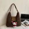 Design de Nicho Coreano Novo Estilo Bolsa de Axila de Lã de Cordeiro Versátil Grande Capacidade Bolsa de Mão Bolsa de Ombro Transversal Tote Bag