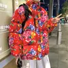 Abrigo acolchado de algodón con flor grande para hombre y mujer, abrigo tipo pan de invierno con cuello alto, moda del noreste antiguo para hombre, moda nacional para hombre, abrigo acolchado de algodón para hombre de universidad