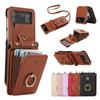 Nuevo Modelo Adecuado para Samsung Z Flip 30% de descuento Funda Apilable para Teléfono Móvil Zflip4 Hebilla de Anillo Multifunción Tarjetero Funda de Cuero Protección