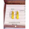 Novo Pingente da Sorte Cubo de Gelo Cintilante Estilo Chinês, Pingente de Corrente para Suéter de Barra de Ouro Sólido Tridimensional de Cobre Banhado a Ouro