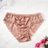 Pantaletas sexys de encaje y satén cómodas sin costuras de cintura media para mujer europeas y americanas, venta al por mayor de comercio exterior para mujer, exclusivamente para ventas transfronterizas europeas y americanas
