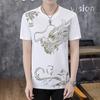 Dropshipping 2025 Nueva Moda de Verano Estampado de Dragón Diamante Caliente Camiseta Juvenil 8802-P26