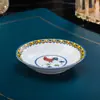 Prato de Porcelana Azul e Branco Antigo Cor de Esmalte Jingdezhen Prato Branco Doméstico Prato Chinês Prato de Jantar do Templo