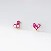 Brincos de Prata Esterlina S925 Nalan Estilo K Simples Elegante Doce Design de Nicho Coração com Diamante Rosa M02673