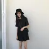 Vestido de Maternidade Estilo Coreano Novo Verão 2026, Vestido Babydoll Curto Solto Linha A, Vestido Feminino Manga Curta Comprimento Médio Estilo Hong Kong
