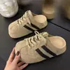 Sandalias retro versátiles tipo Birkenstock para mujer, para exteriores, nuevo otoño 2026, estilo bosque, suela gruesa, puntera cerrada, media zapatilla