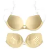 Patch de Silicone para Palma e Seio Peça Única Suporte para Seios Push-Up Invisível Sem Costura Aperto Lateral Anti-Queda Vestido Vestido de Casamento Peça Única Intimates Sutiã