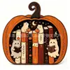 Rincón de Lectura de Halloween Popular de la Biblioteca Estante Adorno Fantasma Leyendo Pequeño Adorno de Madera Decoración de Regalo Festivo