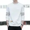 Sudadera de cuello redondo para hombre para primavera y otoño 2025, estilo nuevo para adolescentes, corte holgado, negra, peso pesado, sin capucha, versátil