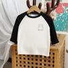 Camiseta Base de Manga Larga con Oso de Dibujos Animados en el Hombro para Niños, Niños y Niñas, Estilo Occidental Versátil, Top de Otoño, Ropa Infantil