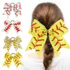 Venta Caliente Transfronteriza Europea y Americana Niños Banda para el Cabello de Cuero con Lazo Goma Elástica para Softball Fútbol Porristas Accesorios para el Cabello