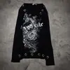 Nuevos Accesorios Metálicos de Principios de Primavera Estampado de Calaveras Y2K Estilo Callejero Ins Retro Oscuro Top de Manga Larga Ajustado