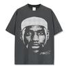 Playera Estampada James Transfronteriza Lavado Vintage Peso Pesado Suelta Casual Manga Corta Ins Suelta Adelgazante