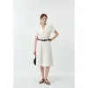Oferta especial, sin devoluciones ni cambiosOriginalmente 299 yuanes, con cuello, entallado en la cintura, vestido con tacto de algodón, elegante para el verano 258509