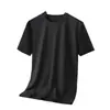 Camiseta de Verano de Seda Helada con Cuello Redondo para Hombre, Moderna, Holgada, Casual, Delgada, Transpirable, de Malla, Media Manga, Estilo Hong Kong