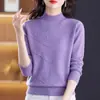 Otoño Invierno Transfronterizo Nuevo Suéter de Cachemira para Mujer Cuello Semialto Capa Base Tejido Grueso para Mujer Color Sólido Ropa Interior Holgada
