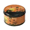 Cajas de galletas y dulces de hierro forjado al por mayor, cajas metálicas con tapa temáticas de Halloween, cajas redondas, cajas para regalo de galletas