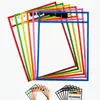 Amazon trabalho apagável reutilizável PVC transparente costurado bolsa para documentos apagável PET escrita bolsa apagável