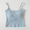 Ropa interior base nueva Algodón para mujer básico de sisa almohadilla para el pecho boca plana cierre de pecho chaleco de punto camisola para mujer
