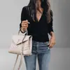 2024 Europa y América Amazon Otoño e Invierno Sexy Moda Cuello en V Profundo Cruzado Murciélago Manga Larga AliExpress Top de Punto