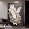 Pintura Decorativa de Entrada Borboleta Artística Pintura Decorativa de Luxo Leve Preto e Branco Entrada Simples Pintura de Suspensão de Alta Qualidade Mural de Corredor