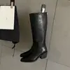 Botas altas para mujer 2026 otoño/invierno estilo británico punta cuadrada tacón grueso nuevas botas de jinete con cremallera trasera, botas altas hasta la rodilla