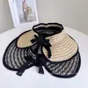 Chapéu de Sol de Palha de Aba Larga para Mulheres, Moda para Férias de Verão e Trajeto, Chapéu Aberto Versátil Casual para Exterior, Chapéu de Palha Tendência