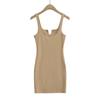 Vestido sexy de tirantes americano para mujer 2024 Verano nuevo Puro deseo ajustado ropa interior vaina falda con abertura