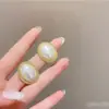 Pendientes de plata S925 con aguja de plata, perla grande ovalada, para mujer, temperamento retro, versátiles, clásicos, simples, moda, joyería para orejas, venta al por mayor