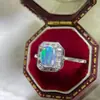 Anillo de plata de ley con ópalo natural incrustado para mujer, apertura ajustable, piedra principal 5x7mm, venta en vivo transfronteriza