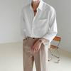 Camisa de color sólido estilo Hong Kong de primavera y verano para hombre, camisa de manga larga de alta calidad de moda de estilo coreano, blusa holgada informal