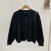 Suéter de Punto Nuevo para Otoño e Invierno con Botones de Colores Estilo Holgado Perezoso Versátil Elegante Adelgazante Cuello Corazón Suéter Pulóver para Mujer