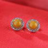 Yilu plata S925 plata esterlina vintage cera de abeja cloisonné hueco nube auspiciosa mate aretes redondos de tuerca aretes de moda simple
