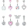 Conjunto de 8 peças de piercing de umbigo joia para piercing corporal e-commerce transfronteiriço cravejado de zircônia anel de umbigo em forma de coração fabricantes em estoque atacado