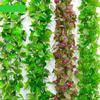 Folhas Artificiais de Hera Verde Vinhas Decorativas Flores Artificiais Decoração de Guirlanda de Folhas para Pendurar na Parede