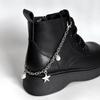 Cadena para zapatos estilo Harajuku con estrella de perla incrustada en diamantes, genial, versátil, tridimensional, de cinco puntas, de acero inoxidable, extraíble.