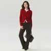 Cardigã de malha com gola redonda 100% cashmere Bai Cai Rong, nova coleção outono/inverno 2026, blusa de manga longa, adequado para roupas de trabalho