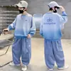 Conjunto de Ropa para Niños Primavera y Otoño 2026 Estilo Nuevo Sudadera de Color Degradado para Niños y Pantalones Conjunto de Dos Piezas Elegante