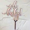 Nueva tarjeta acrílica para pastel estilo ins Oh baby, tarjeta de decoración para pastel de fiesta de cumpleaños, repostería