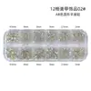 Set de Caja de 12 Compartimentos para Accesorios de Uñas, Perlas para Uñas, Pedrería Pequeña, Pedrería Irregular de Vidrio, Pedrería para Decoración de Uñas, Accesorios Mixtos