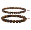 Amazon transfronterizo nuevo pulsera de piedra volcánica joyería ojo de tigre lapislázuli ágata dorado conjunto de pulseras venta al por mayor