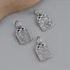 Acessórios de pingente quadrado com laço de prata de lei 925, artesanato antigo vintage, material de contas feito à mão DIY, atacado de joias
